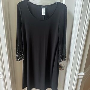 MSK Black Dress with Beaded Sleeves
